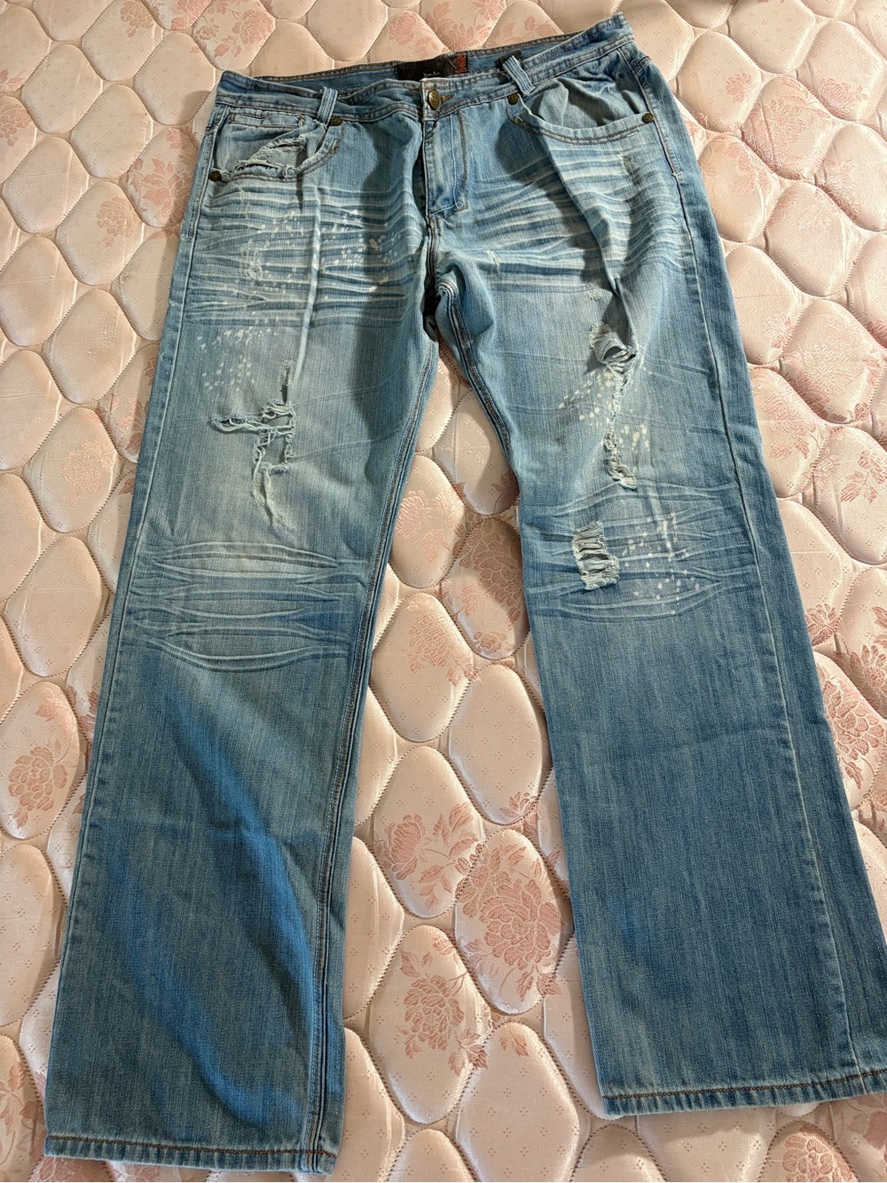 Light Blue Distressed Men's Jeans